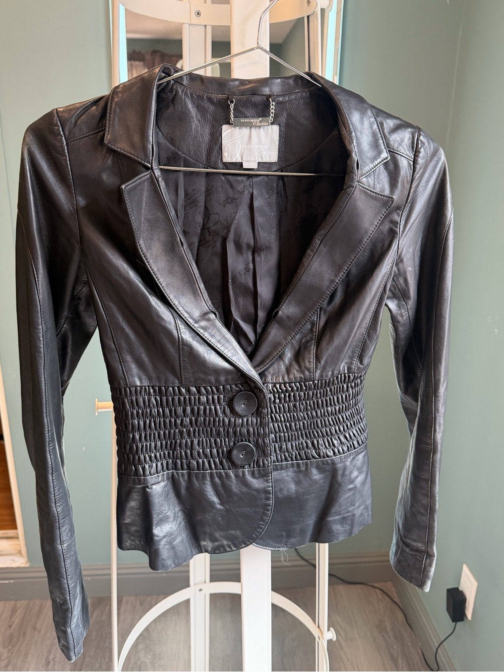 Vantage Vero Moda sheep Leather Jacket Saga Fox Fur Collar XS - Picture 6 of 11